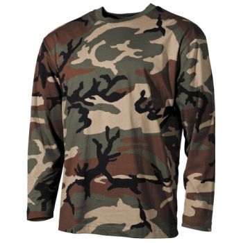 Camouflage T-Shirt Woodland lange mouw